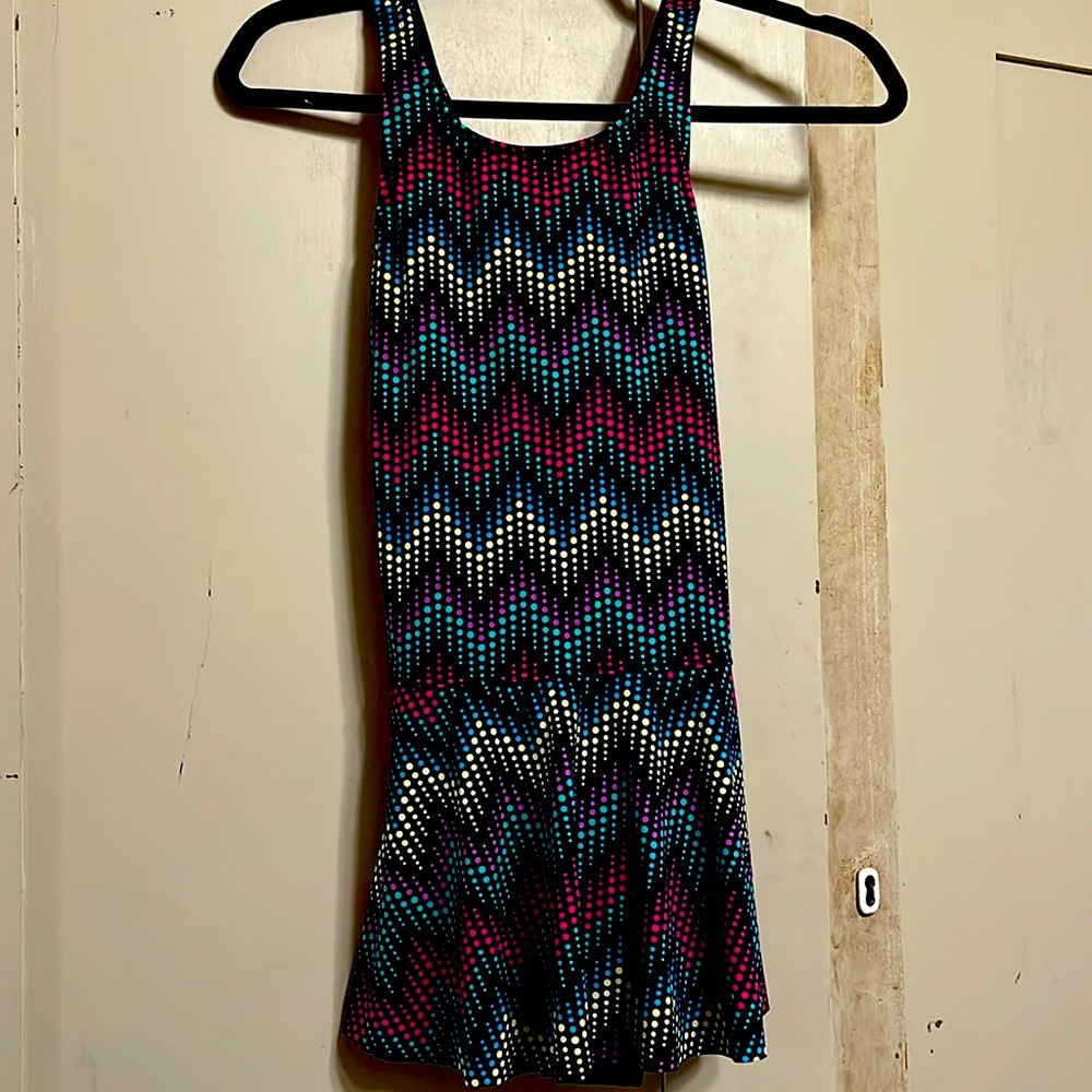 Girls size 16 Lands End Multicolor zig zag swim dress